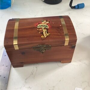 Wooden Trinket Box with Native Design